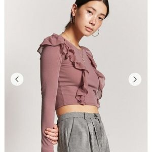 Forever 21 mauve ruffle trim top classy small new